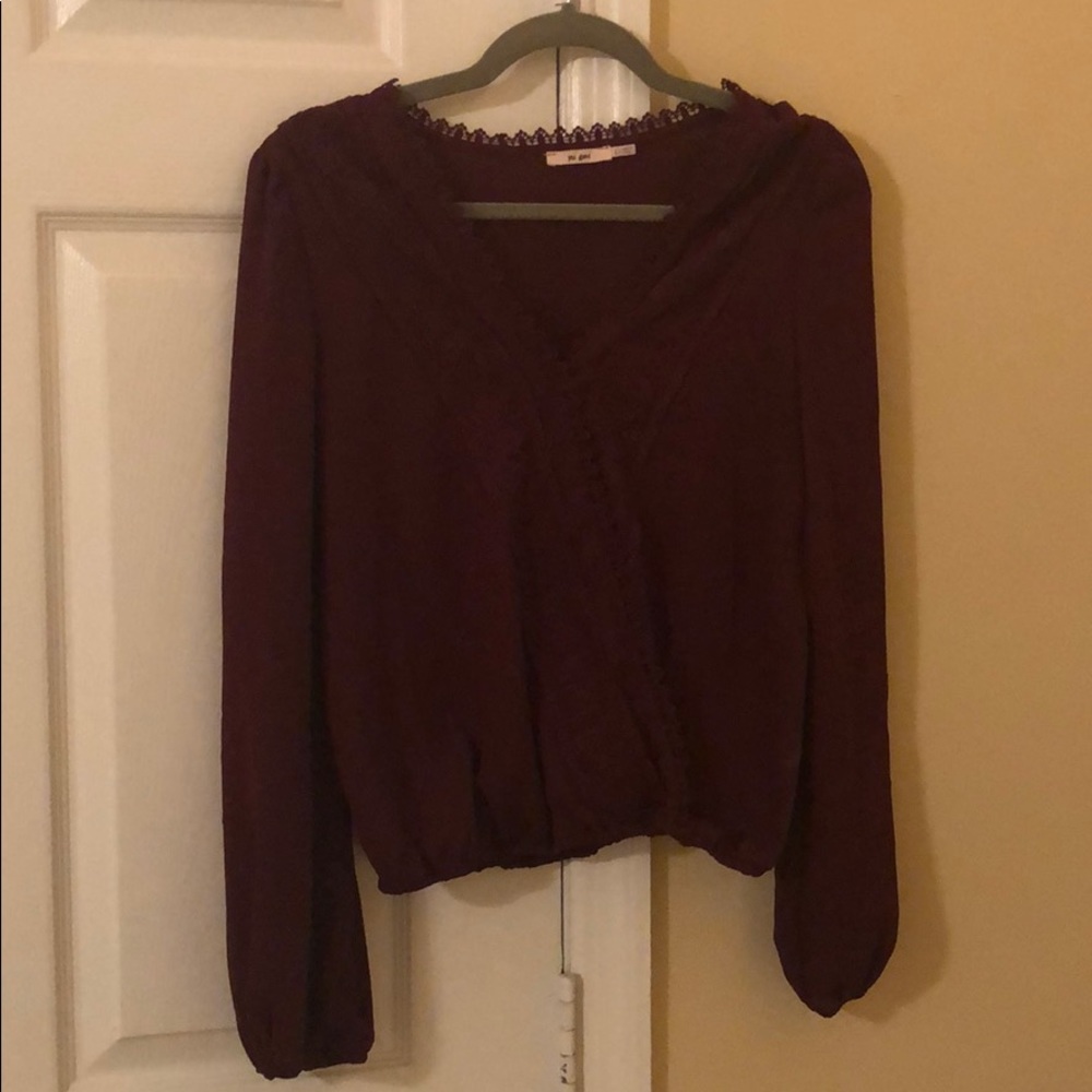 Burgundy surplice lace top